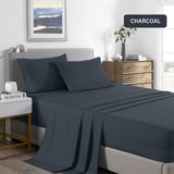 NNEDSZ Comfort 2000 Thread Count Bamboo Cooling Sheet Set Ultra Soft Bedding Single Charcoal