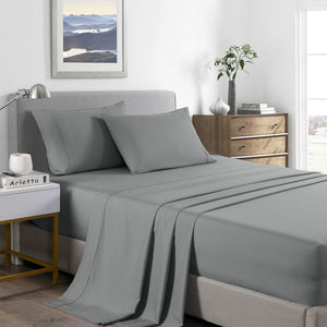 NNEDSZ Comfort 2000 Thread Count Bamboo Cooling Sheet Set Ultra Soft Bedding Double Mid Grey