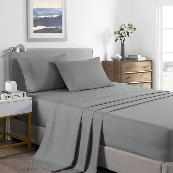 NNEDSZ Comfort 2000 Thread Count Bamboo Cooling Sheet Set Ultra Soft Bedding Double Mid Grey