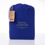 NNEDSZ Comfort Vintage Washed 100% Cotton Sheet Set Fitted Flat Sheet Pillowcases Single Royal Blue
