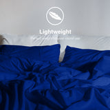 NNEDSZ Comfort Vintage Washed 100% Cotton Sheet Set Fitted Flat Sheet Pillowcases Single Royal Blue