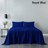 NNEDSZ Comfort Vintage Washed 100% Cotton Sheet Set Fitted Flat Sheet Pillowcases Single Royal Blue