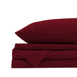 NNEDSZ Comfort Vintage Washed 100% Cotton Sheet Set Fitted Flat Sheet Pillowcases Single Mulled Wine