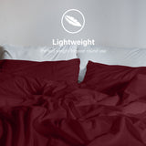 NNEDSZ Comfort Vintage Washed 100% Cotton Sheet Set Fitted Flat Sheet Pillowcases Single Mulled Wine