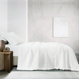 NNEDSZ Comfort Vintage Washed 100% Cotton Sheet Set Fitted Flat Sheet Pillowcases King White