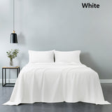 NNEDSZ Comfort Vintage Washed 100% Cotton Sheet Set Fitted Flat Sheet Pillowcases King White