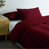 NNEDSZ Comfort Vintage Washed 100% Cotton Quilt Cover Set Bedding Ultra Soft Single Mulled Wine