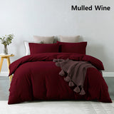 NNEDSZ Comfort Vintage Washed 100% Cotton Quilt Cover Set Bedding Ultra Soft Single Mulled Wine