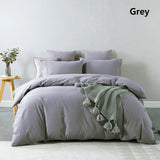NNEDSZ Comfort Vintage Washed 100% Cotton Quilt Cover Set Bedding Ultra Soft King Grey