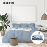 NNEDSZ  Comfort 1000 Thread Count Bamboo Cotton Sheet and Quilt Cover Complete Set - Queen - Blue Fog