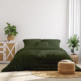 NNEDSZ  Comfort 1000 Thread Count Bamboo Cotton Sheet and Quilt Cover Complete Set - King - Olive