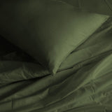 NNEDSZ  Comfort 1000 Thread Count Bamboo Cotton Sheet and Quilt Cover Complete Set - King - Olive