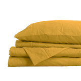 NNEDSZ  Comfort Flax Linen Blend Sheet Set Bedding Luxury Breathable Ultra Soft - Queen - Mustard Gold