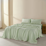 NNEDSZ  Comfort Flax Linen Blend Sheet Set Bedding Luxury Breathable Ultra Soft - Queen - Sage Green