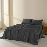 NNEDSZ  Comfort Flax Linen Blend Sheet Set Bedding Luxury Breathable Ultra Soft - Queen - Charcoal