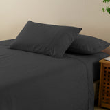 NNEDSZ  Comfort Flax Linen Blend Sheet Set Bedding Luxury Breathable Ultra Soft - Queen - Charcoal