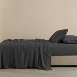 NNEDSZ  Comfort Flax Linen Blend Sheet Set Bedding Luxury Breathable Ultra Soft - Queen - Charcoal