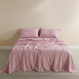 NNEDSZ  Comfort Flax Linen Blend Sheet Set Bedding Luxury Breathable Ultra Soft - Queen - Mauve