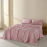 NNEDSZ  Comfort Flax Linen Blend Sheet Set Bedding Luxury Breathable Ultra Soft - Queen - Mauve