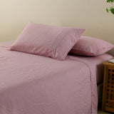 NNEDSZ  Comfort Flax Linen Blend Sheet Set Bedding Luxury Breathable Ultra Soft - Queen - Mauve