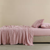 NNEDSZ  Comfort Flax Linen Blend Sheet Set Bedding Luxury Breathable Ultra Soft - Queen - Mauve