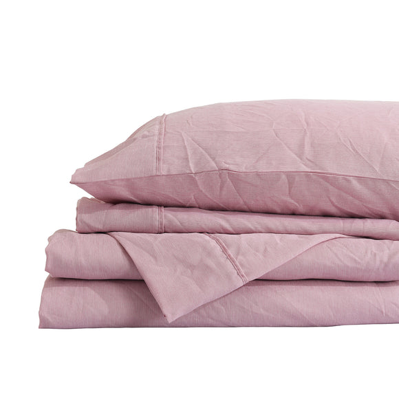NNEDSZ  Comfort Flax Linen Blend Sheet Set Bedding Luxury Breathable Ultra Soft - Queen - Mauve