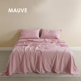 NNEDSZ  Comfort Flax Linen Blend Sheet Set Bedding Luxury Breathable Ultra Soft - Queen - Mauve