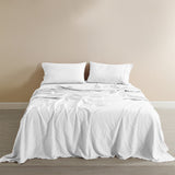NNEDSZ  Comfort Flax Linen Blend Sheet Set Bedding Luxury Breathable Ultra Soft - King - White