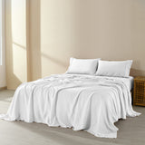 NNEDSZ  Comfort Flax Linen Blend Sheet Set Bedding Luxury Breathable Ultra Soft - King - White