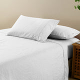 NNEDSZ  Comfort Flax Linen Blend Sheet Set Bedding Luxury Breathable Ultra Soft - King - White