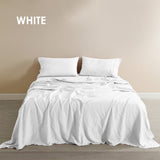 NNEDSZ  Comfort Flax Linen Blend Sheet Set Bedding Luxury Breathable Ultra Soft - King - White