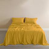 NNEDSZ  Comfort Flax Linen Blend Sheet Set Bedding Luxury Breathable Ultra Soft - King - Mustard Gold