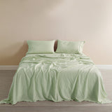 NNEDSZ  Comfort Flax Linen Blend Sheet Set Bedding Luxury Breathable Ultra Soft - King - Sage Green
