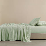 NNEDSZ  Comfort Flax Linen Blend Sheet Set Bedding Luxury Breathable Ultra Soft - King - Sage Green