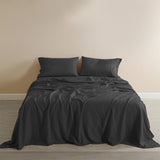 NNEDSZ  Comfort Flax Linen Blend Sheet Set Bedding Luxury Breathable Ultra Soft - King - Charcoal