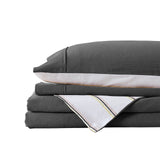NNEDSZ  Comfort Hemp Braid Cotton Blend Quilt Cover Set Reverse Stripe Bedding - Queen - Charcoal