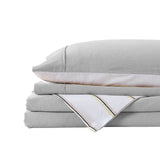 NNEDSZ  Comfort Hemp Braid Cotton Blend Quilt Cover Set Reverse Stripe Bedding - Queen - Light Grey