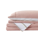 NNEDSZ  Comfort Hemp Braid Cotton Blend Quilt Cover Set Reverse Stripe Bedding - King - Dusk Pink