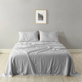 NNEDSZ  Comfort Stripes Linen Blend Sheet Set Bedding Luxury Breathable Ultra Soft - Queen - Grey