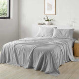 NNEDSZ  Comfort Stripes Linen Blend Sheet Set Bedding Luxury Breathable Ultra Soft - Queen - Grey