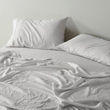 NNEDSZ  Comfort Stripes Linen Blend Sheet Set Bedding Luxury Breathable Ultra Soft - Queen - Grey