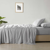 NNEDSZ  Comfort Stripes Linen Blend Sheet Set Bedding Luxury Breathable Ultra Soft - Queen - Grey