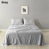 NNEDSZ  Comfort Stripes Linen Blend Sheet Set Bedding Luxury Breathable Ultra Soft - King - Grey