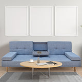 NNEDSZ  Decor Mendoza 2 in 1 Sofa Bed Couch Grey Pull Down Cupholder 3 Seats Futon