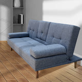 NNEDSZ  Decor Mendoza 2 in 1 Sofa Bed Couch Grey Pull Down Cupholder 3 Seats Futon