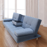 NNEDSZ  Decor Mendoza 2 in 1 Sofa Bed Couch Grey Pull Down Cupholder 3 Seats Futon