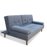 NNEDSZ  Decor Mendoza 2 in 1 Sofa Bed Couch Grey Pull Down Cupholder 3 Seats Futon
