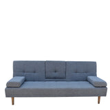 NNEDSZ  Decor Mendoza 2 in 1 Sofa Bed Couch Grey Pull Down Cupholder 3 Seats Futon