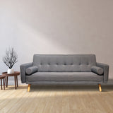 NNEDSZ  Decor Sicily 2 in 1 Sofa Bed Charcoal 3 Seater Futon Couch Recliner