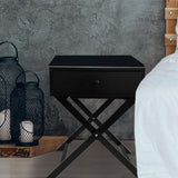 NNEDSZ  Decor Bedside Table Surry Hills Black Storage Cabinet Bedroom - One Pack - Black